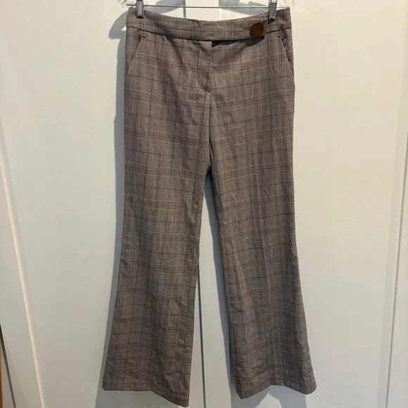 Tory Burch Glen Plaid Flare Trousers Women Sz 6 Wool Blend Wide Leg Dress Pants - Picture 4 of 16